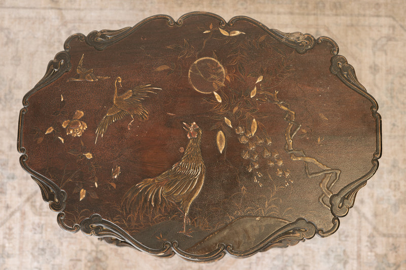 French Jappaned Chinoiserie Two Tier Tea Table - IDYLL MANOR