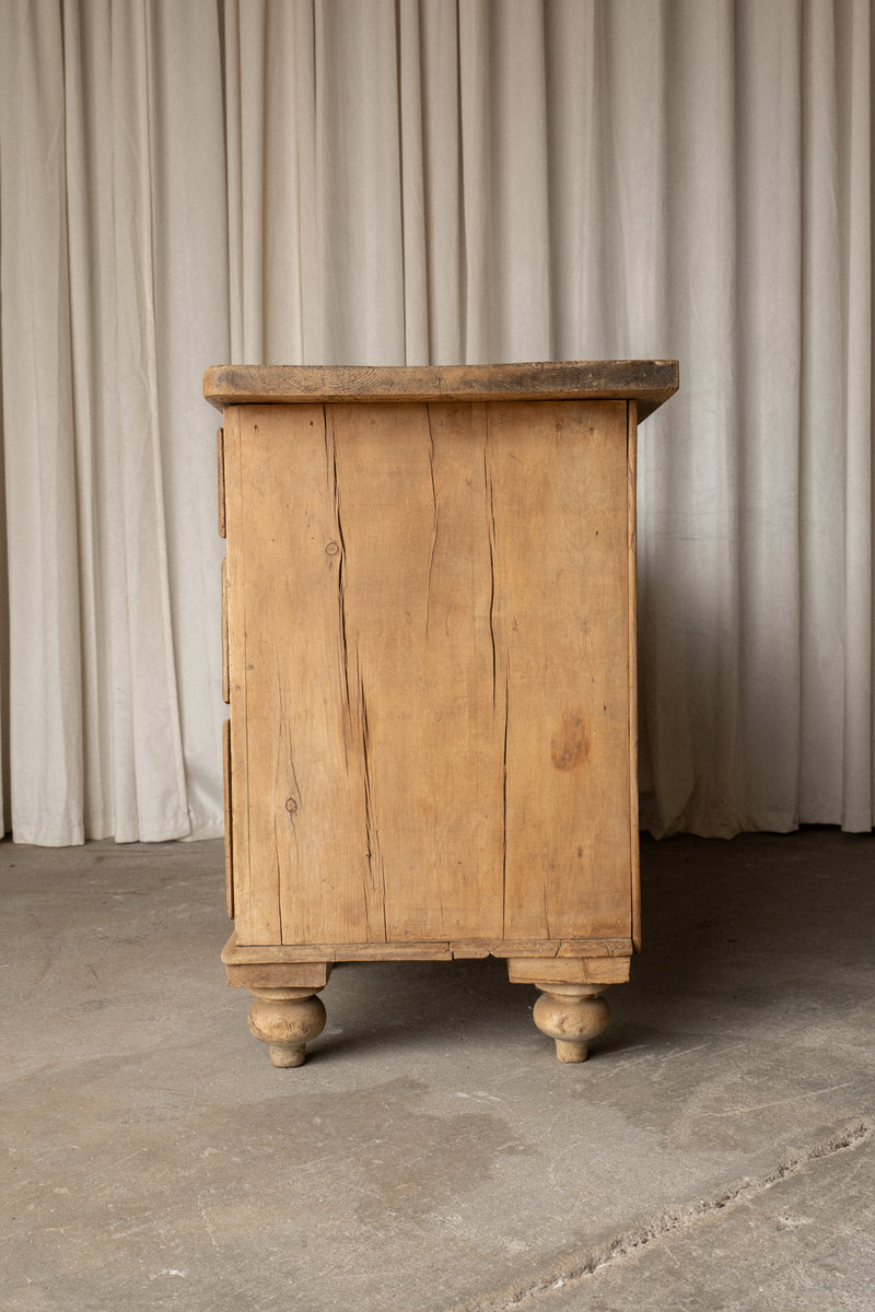 Victorian Pine Sideboard | Antique 7 Drawer Server with Bun Feet - IDYLL MANOR