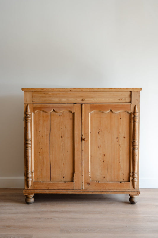 Ornate Doors Pine English Cupboard - IDYLL MANOR