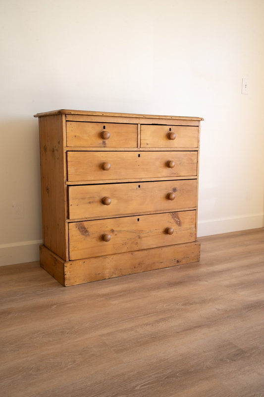 Light Pine Chest of Drawers | 2 over 3, Plinth Base - IDYLL MANOR