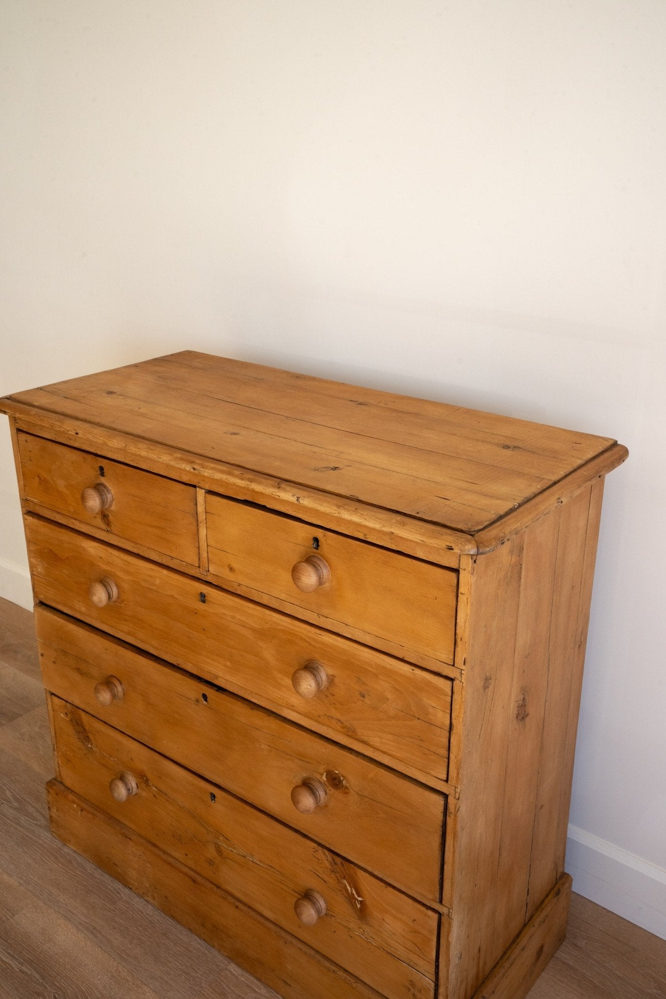 Light Pine Chest of Drawers | 2 over 3, Plinth Base - IDYLL MANOR