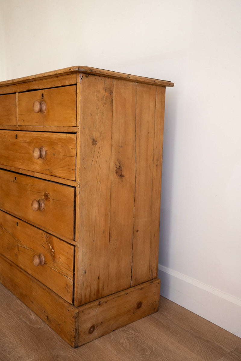Light Pine Chest of Drawers | 2 over 3, Plinth Base - IDYLL MANOR