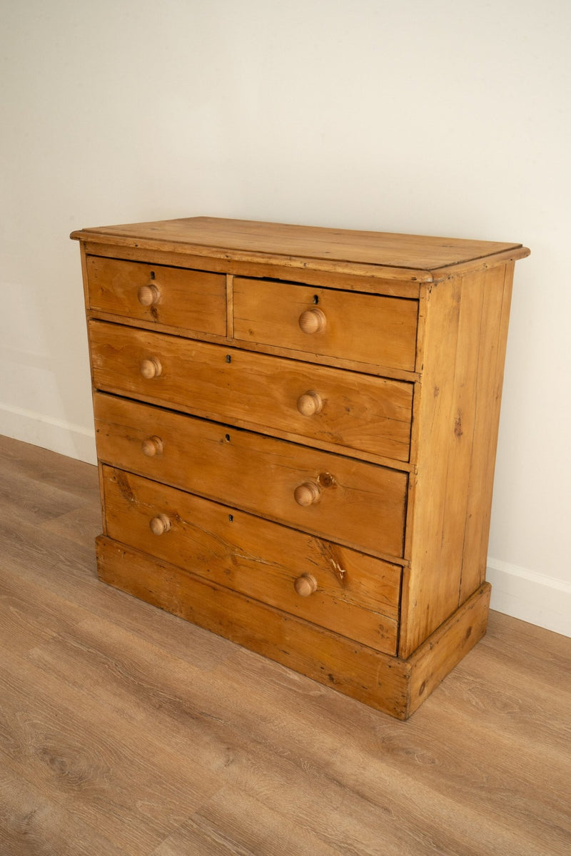 Light Pine Chest of Drawers | 2 over 3, Plinth Base - IDYLL MANOR