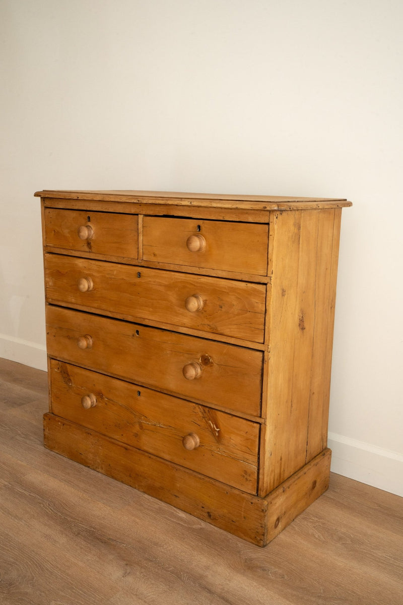 Light Pine Chest of Drawers | 2 over 3, Plinth Base - IDYLL MANOR