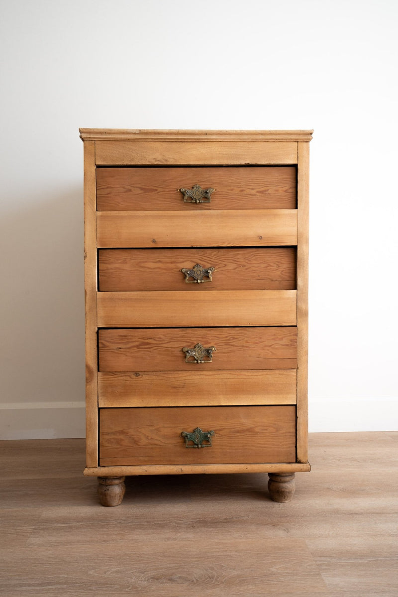 Victorian Pine Tall Boy 4 Drawers - IDYLL MANOR