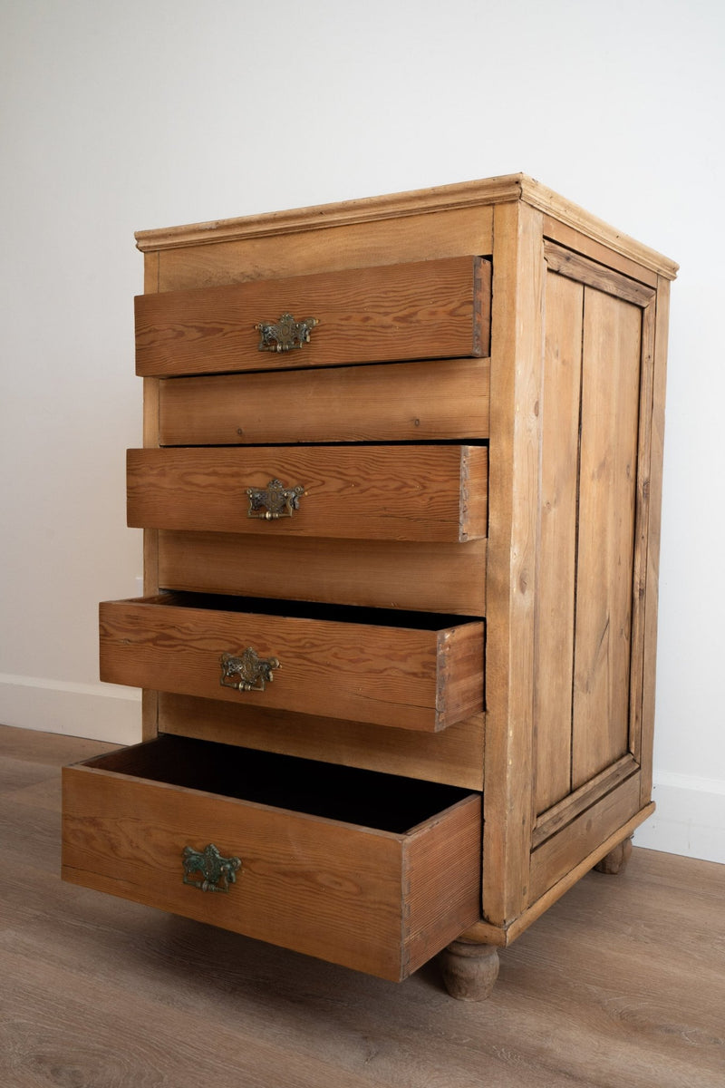 Victorian Pine Tall Boy 4 Drawers - IDYLL MANOR
