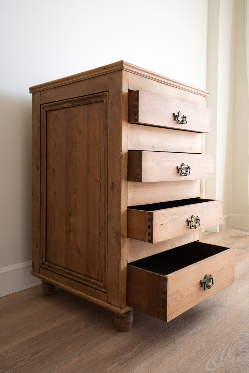 Victorian Pine Tall Boy 4 Drawers - IDYLL MANOR