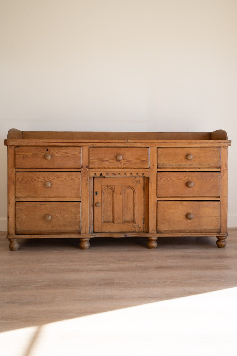 Victorian Pine Sideboard, Scalloped Edging - IDYLL MANOR