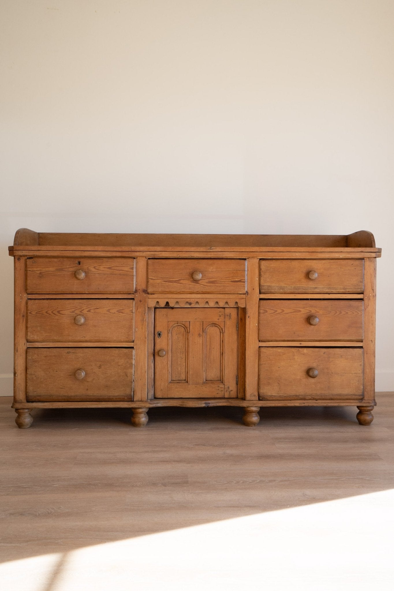 Victorian Pine Sideboard, Scalloped Edging - IDYLL MANOR