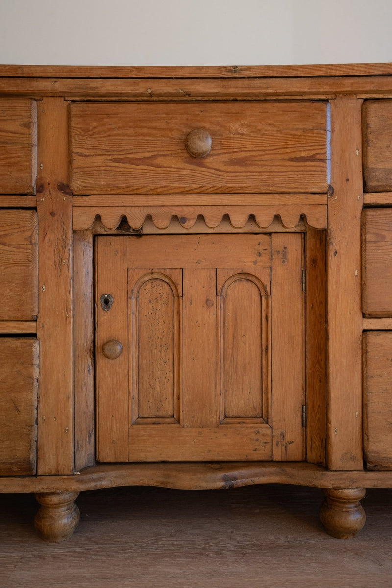 Victorian Pine Sideboard, Scalloped Edging - IDYLL MANOR