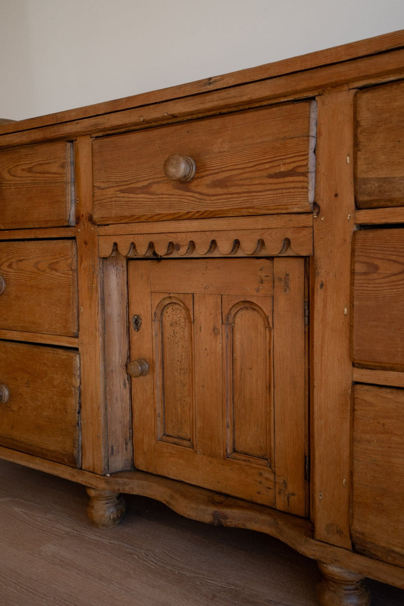 Victorian Pine Sideboard, Scalloped Edging - IDYLL MANOR