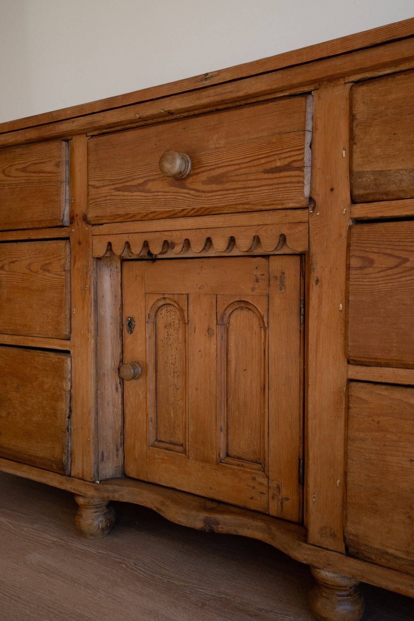 Victorian Pine Sideboard, Scalloped Edging - IDYLL MANOR