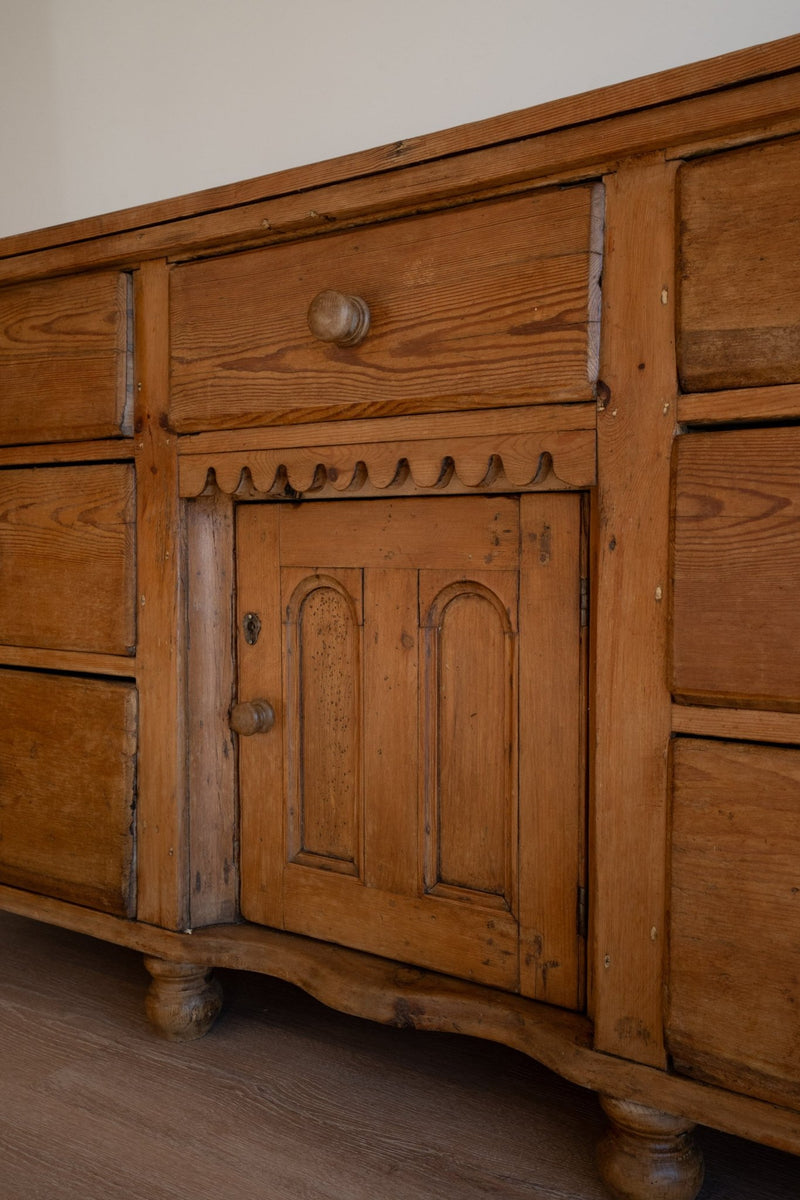 Victorian Pine Sideboard, Scalloped Edging - IDYLL MANOR