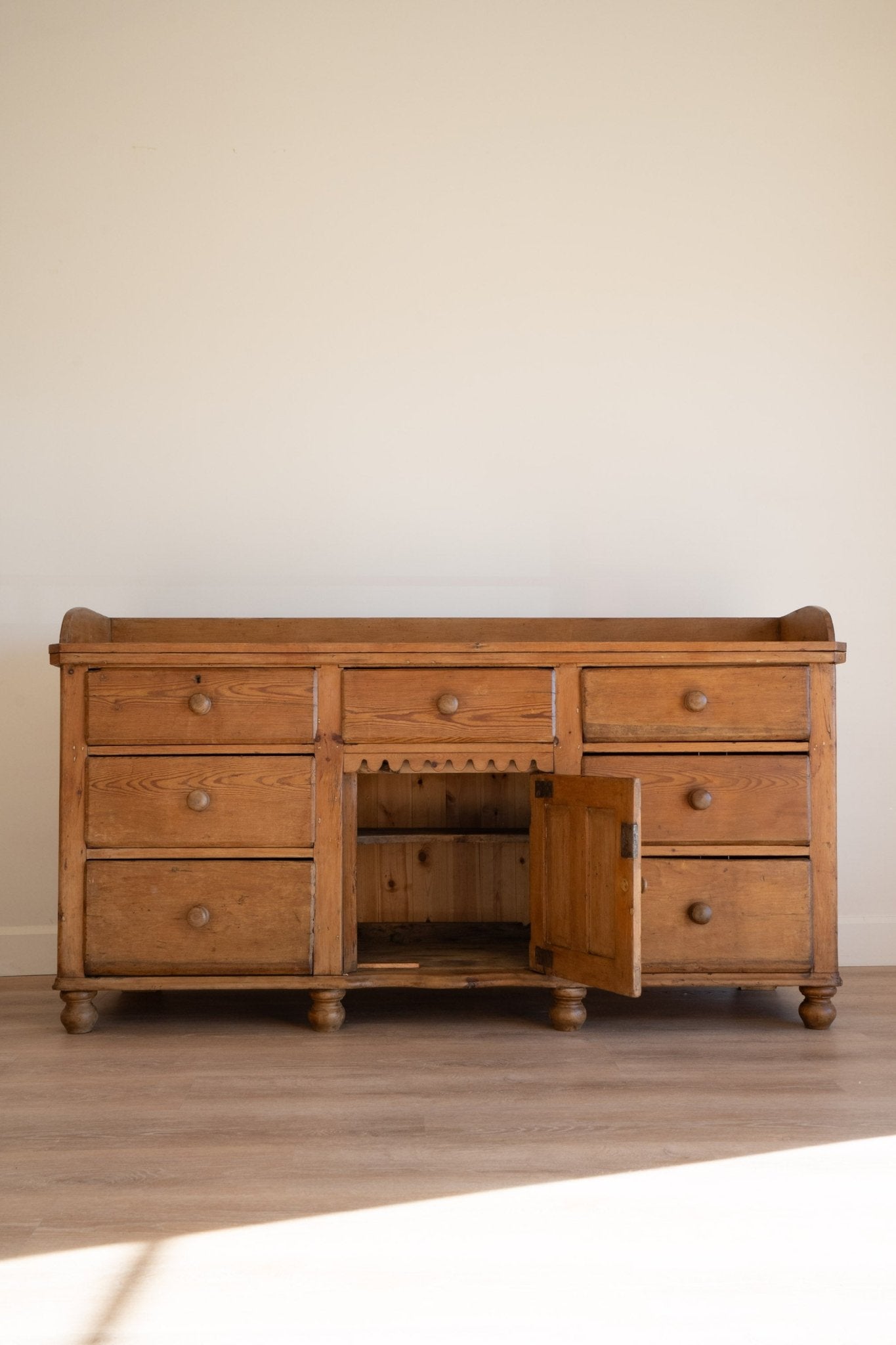 Victorian Pine Sideboard, Scalloped Edging - IDYLL MANOR