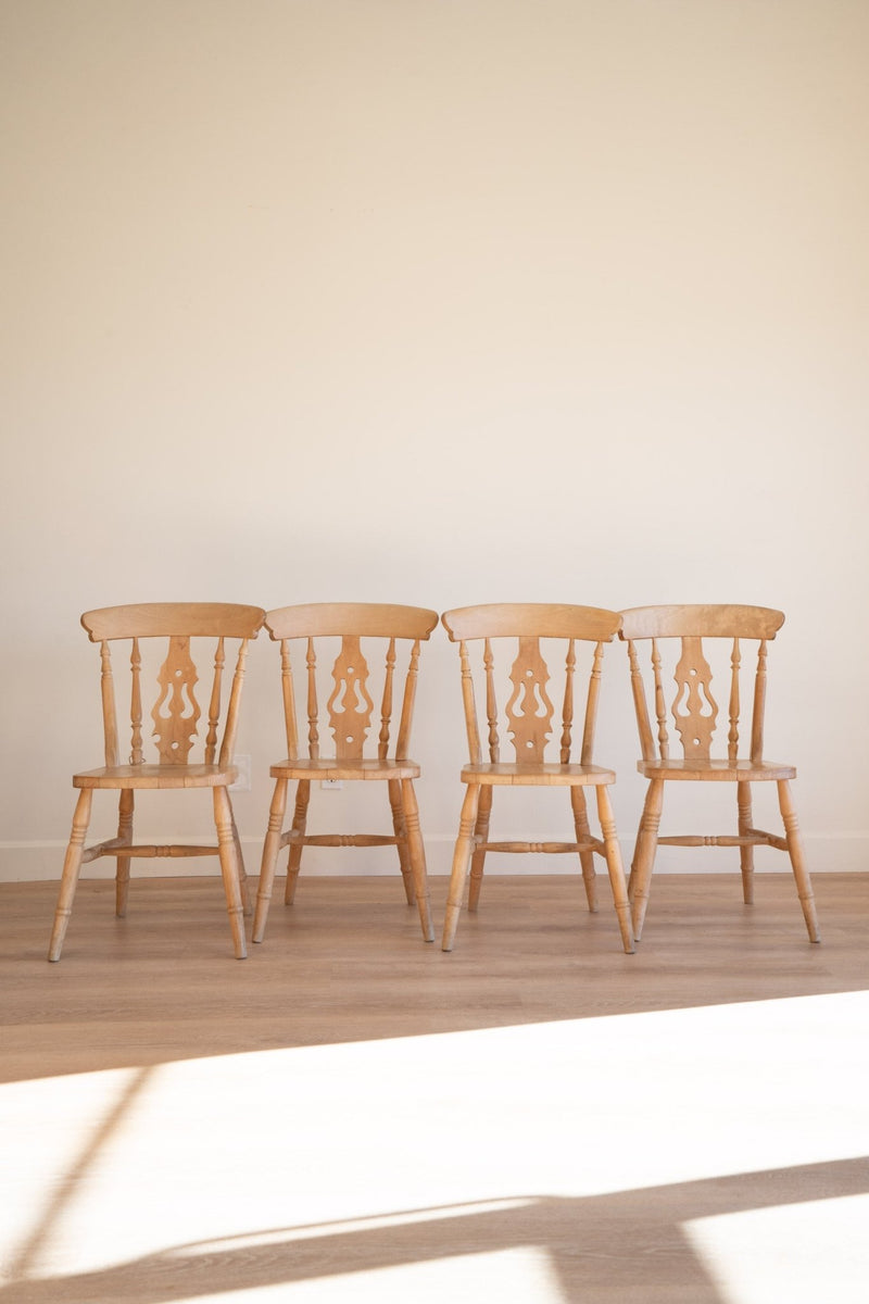 Set of 4 Fiddleback English Dining Chairs - IDYLL MANOR