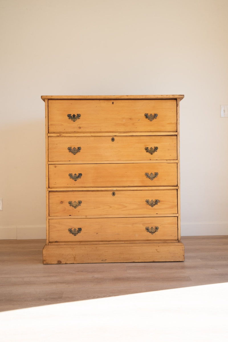 Tall Chest of Drawers, 5 Brass Handles - IDYLL MANOR