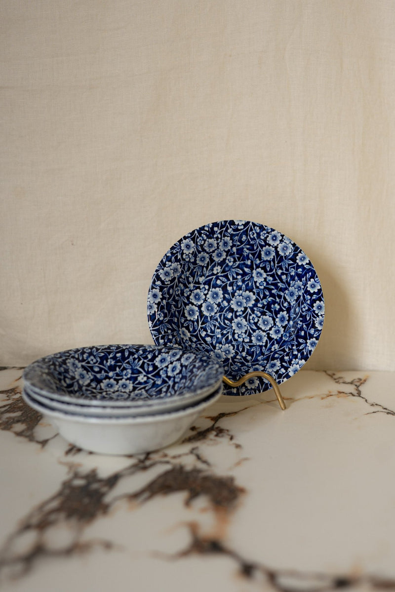 Blue Calico Snack Bowl | Vintage Staffordshire, Made in England - IDYLL MANOR