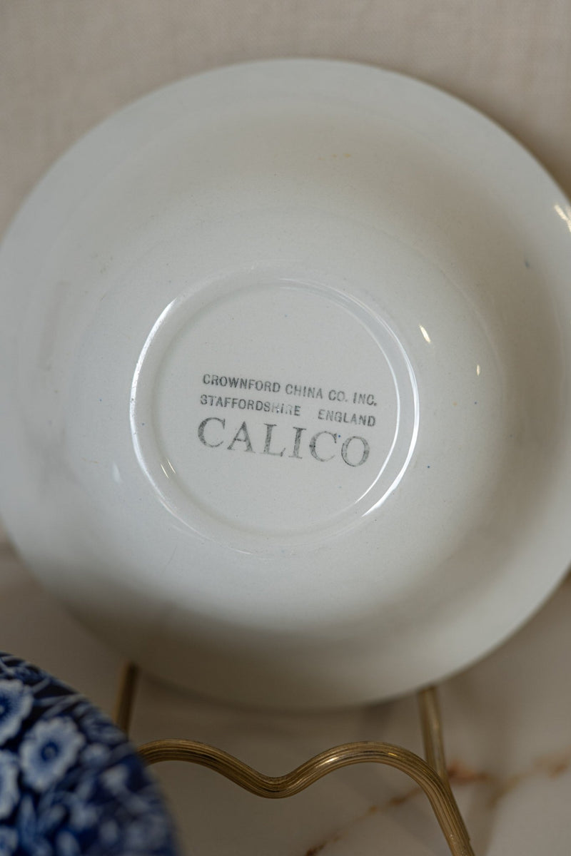 Blue Calico Snack Bowl | Vintage Staffordshire, Made in England - IDYLL MANOR