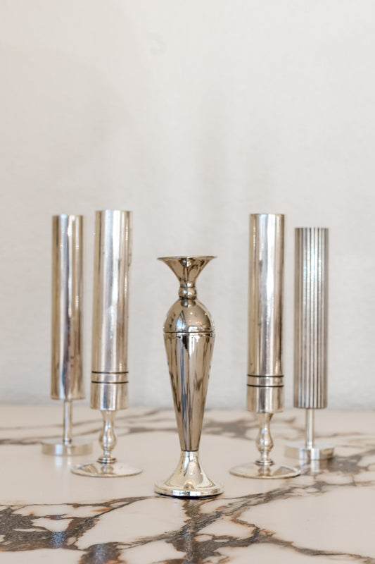 Vintage Silver - Plated Stem Flower Vases (Multiple Styles) - IDYLL MANOR