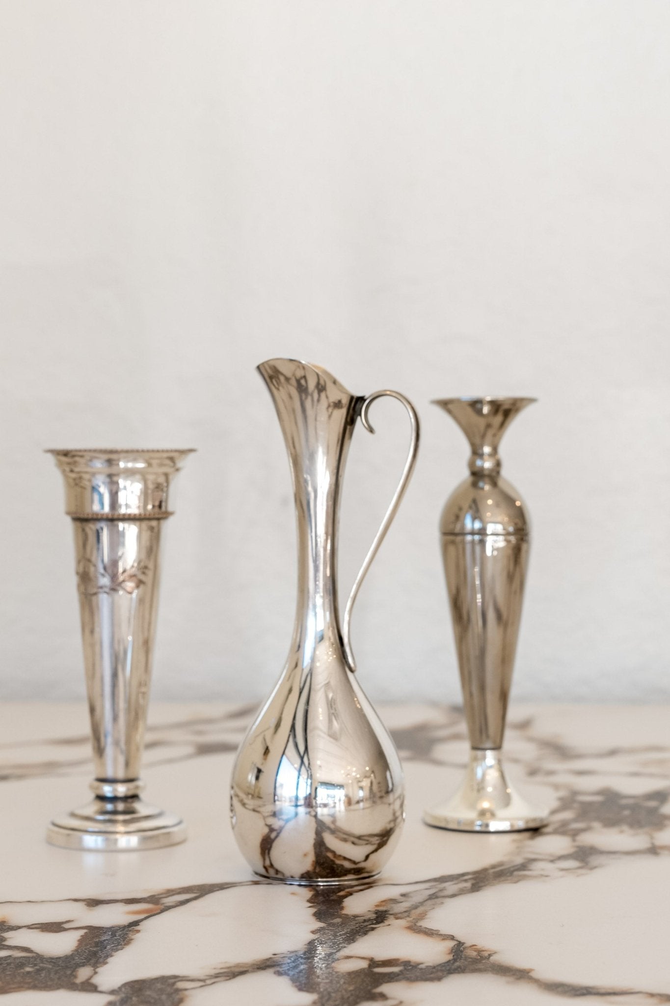 Vintage Silver - Plated Stem Flower Vases (Multiple Styles) - IDYLL MANOR