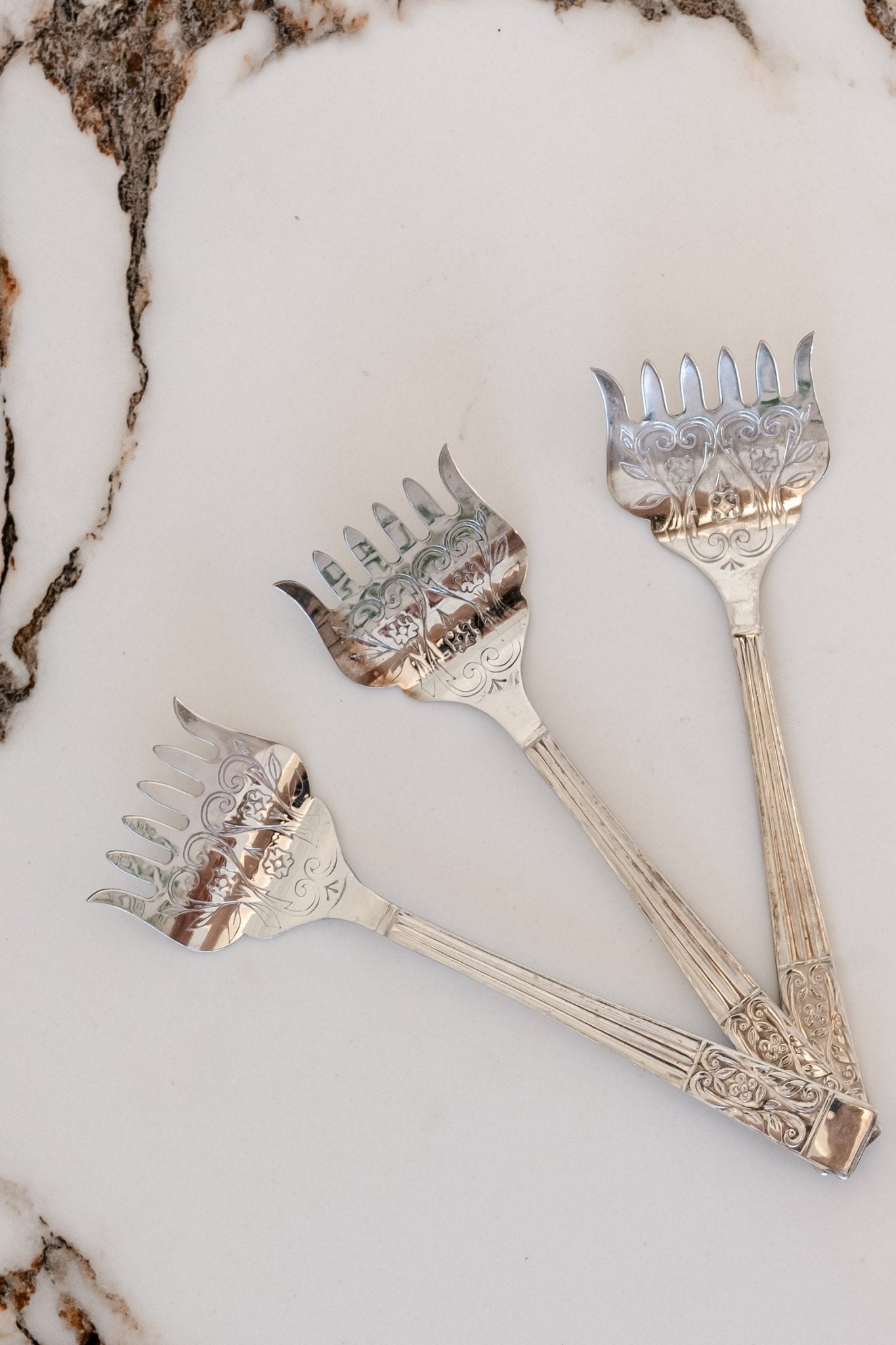 Victorian Silver - Plated Sheffield Serving Forks - IDYLL MANOR