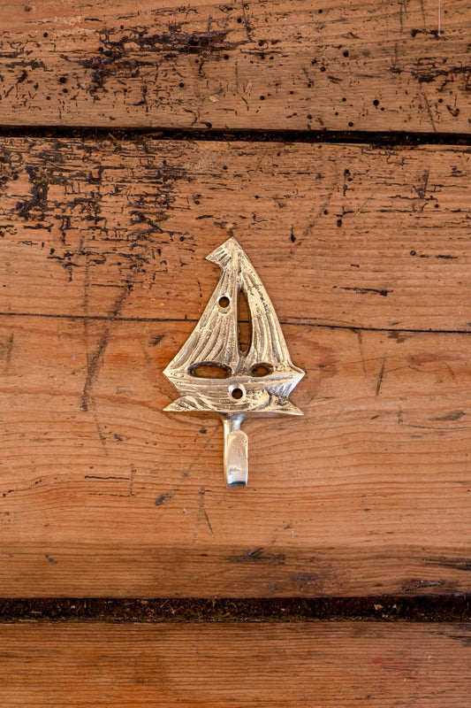 Vintage Brass Sailboat Wall Hook - IDYLL MANOR