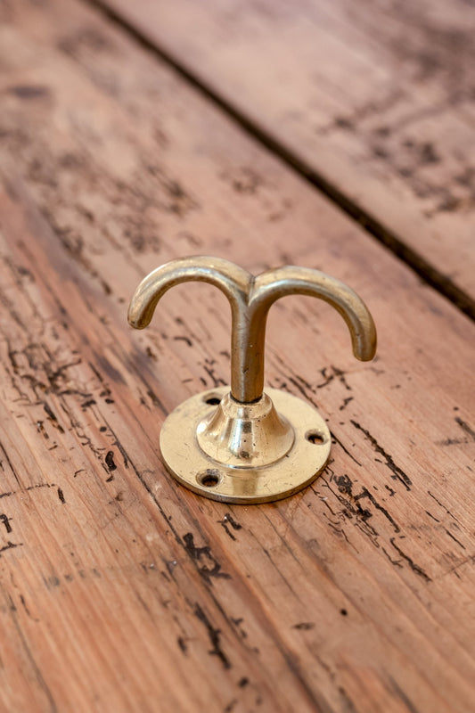 Vintage Small Brass Coat Hook - IDYLL MANOR