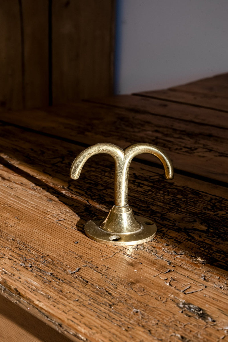 Vintage Small Brass Coat Hook - IDYLL MANOR