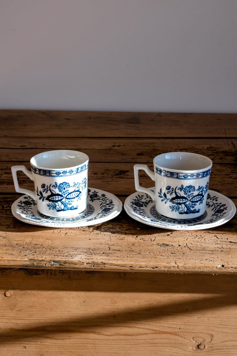 Kensington Blue Onion Ironstone Teacup & Saucer Set (Set of 2) - IDYLL MANOR