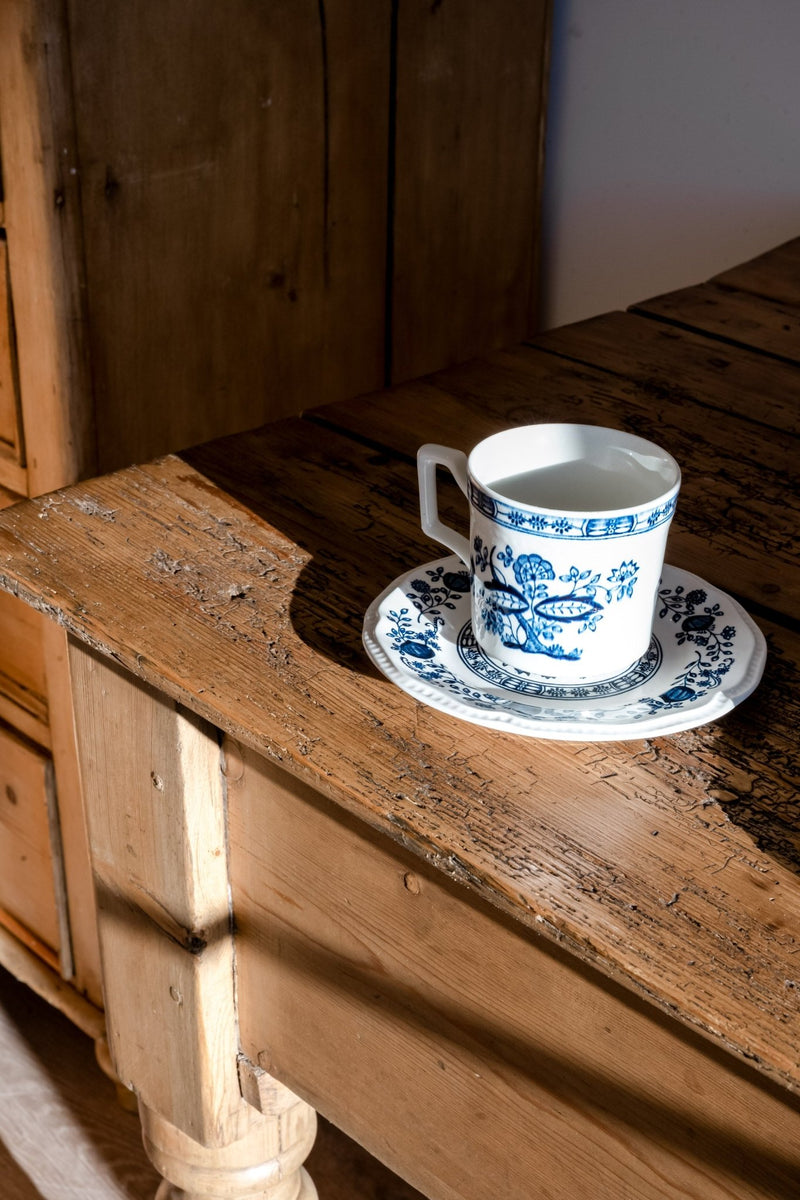 Kensington Blue Onion Ironstone Teacup & Saucer Set (Set of 2) - IDYLL MANOR
