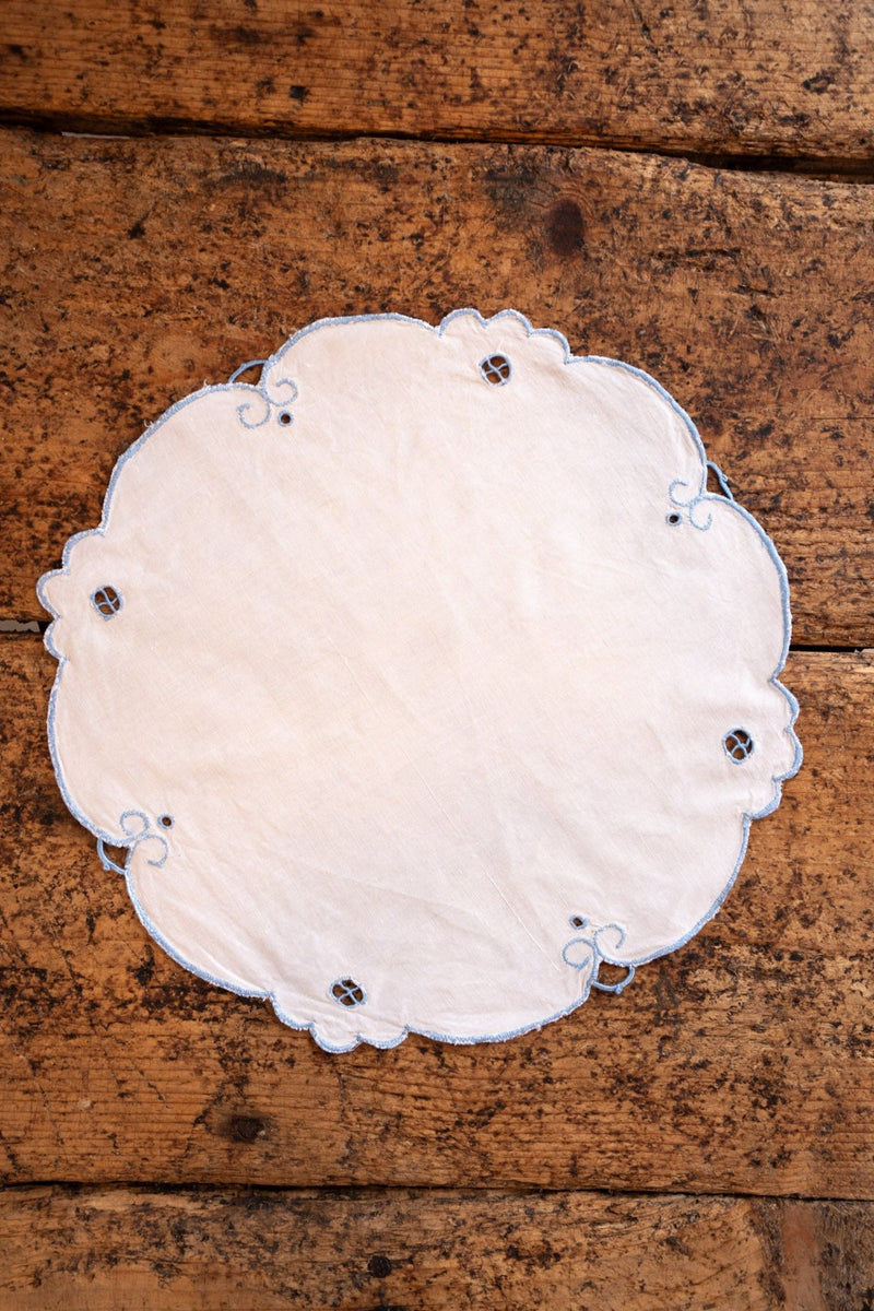 Set of 4 Vintage Blue Scalloped Edge Doilies - IDYLL MANOR