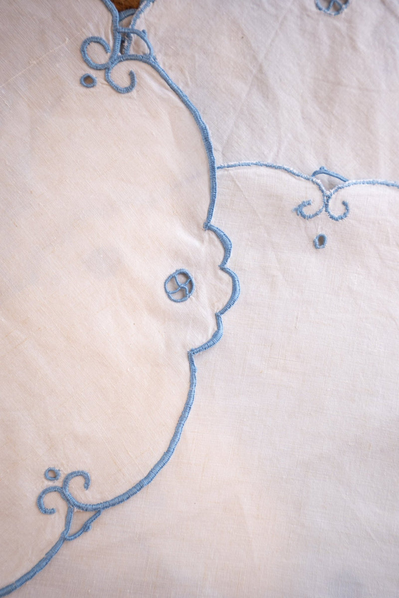 Set of 4 Vintage Blue Scalloped Edge Doilies - IDYLL MANOR