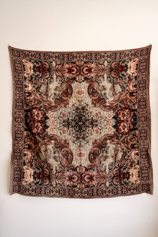 Vintage Deep Wine Floral Wall Tapestry - IDYLL MANOR