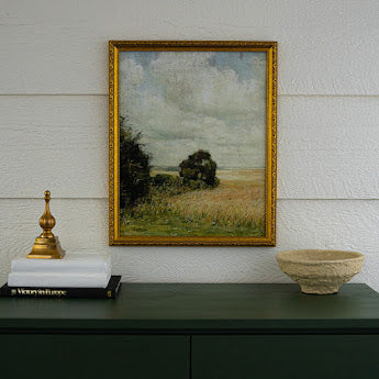 Golden Field Vintage Landscape Painting | Art Print