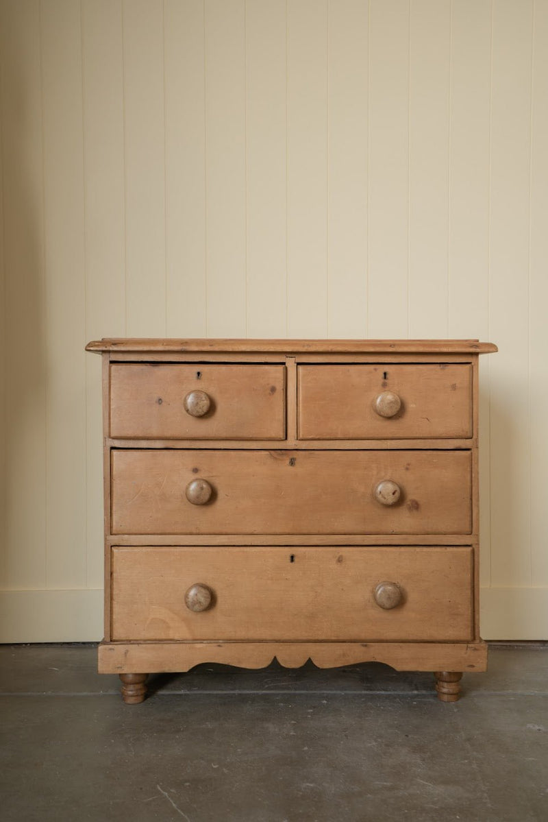 Antique 2-over-2 Chest of Drawers Scalloped Bottom - IDYLL MANOR