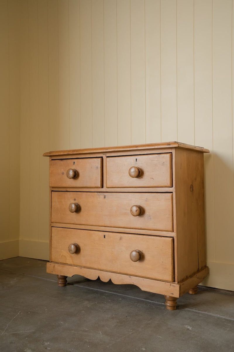 Antique 2-over-2 Chest of Drawers Scalloped Bottom - IDYLL MANOR