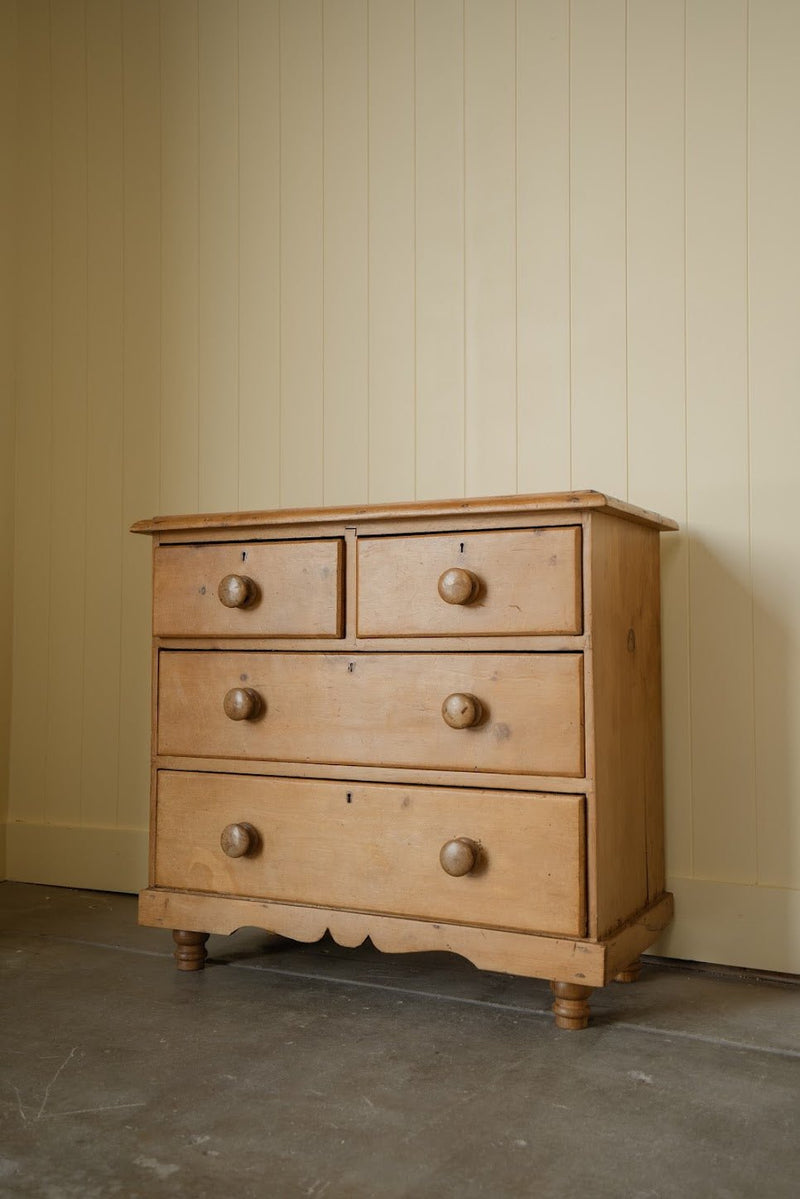 Antique 2-over-2 Chest of Drawers Scalloped Bottom - IDYLL MANOR