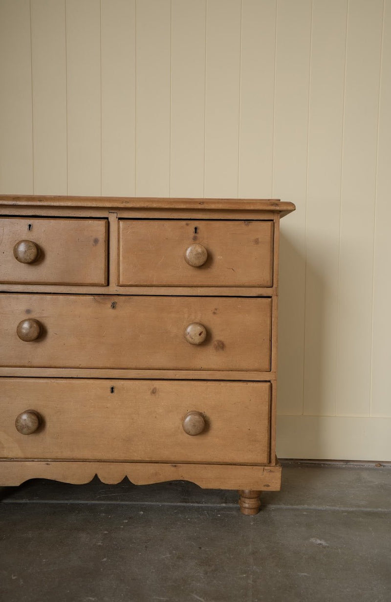 Antique 2-over-2 Chest of Drawers Scalloped Bottom - IDYLL MANOR