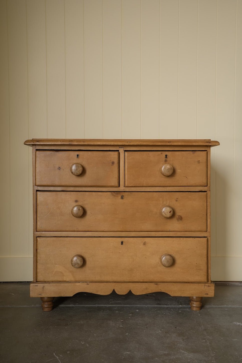Antique 2-over-2 Chest of Drawers Scalloped Bottom - IDYLL MANOR