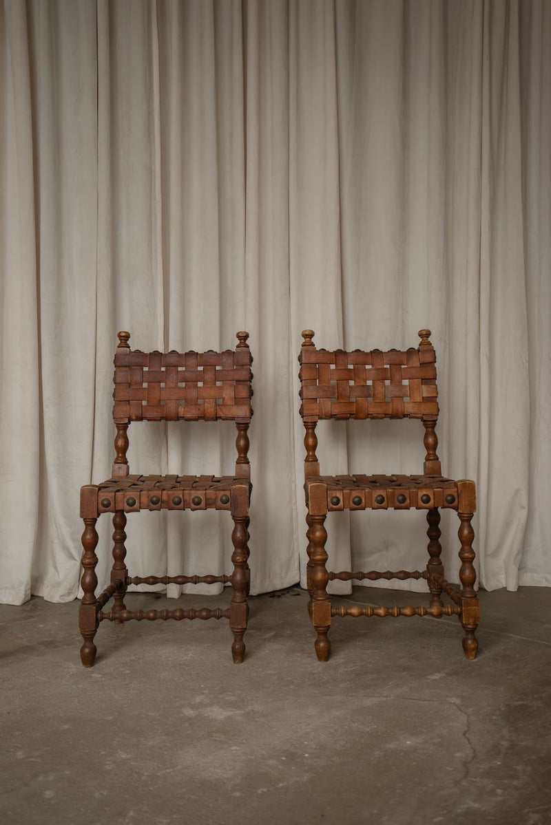 Set of Four Spanish Leather Chairs