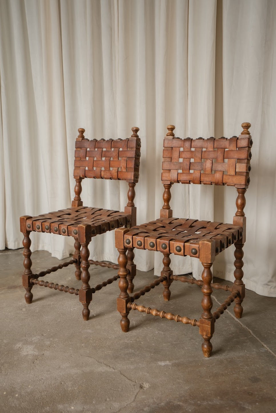 Set of Four Spanish Leather Chairs