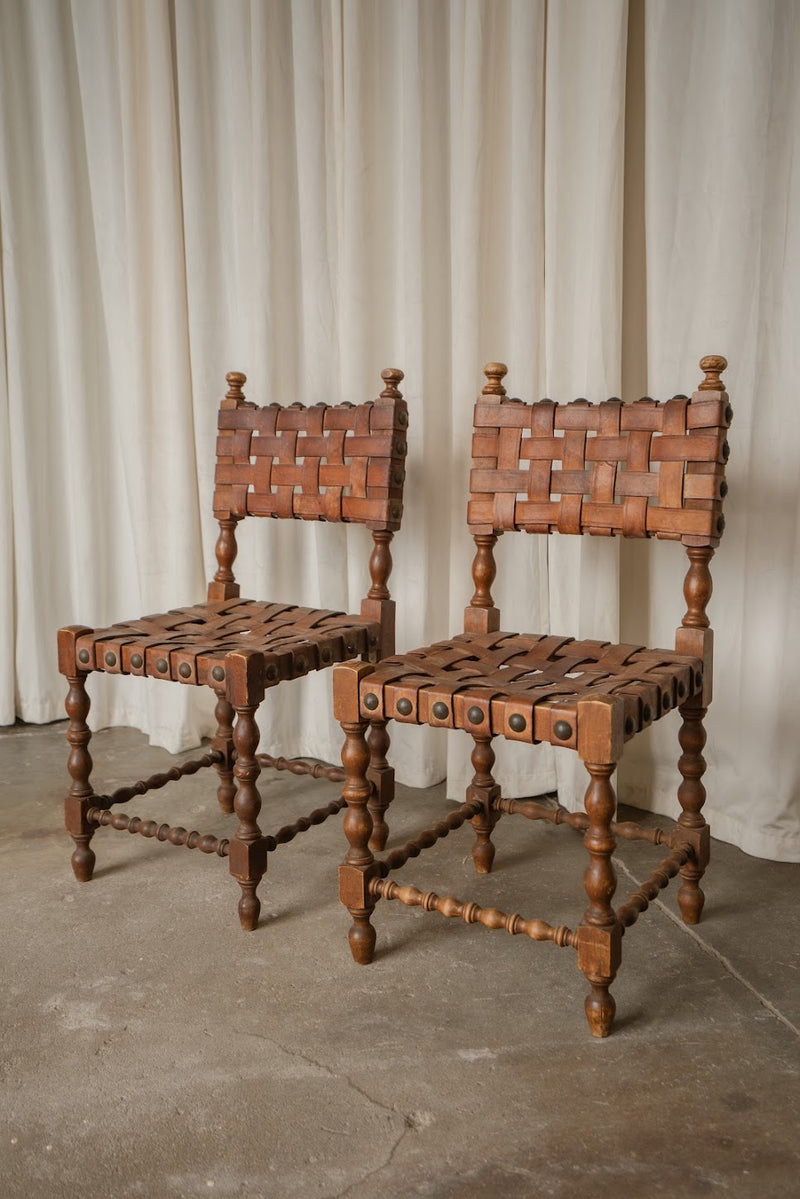 Set of Four Spanish Leather Chairs