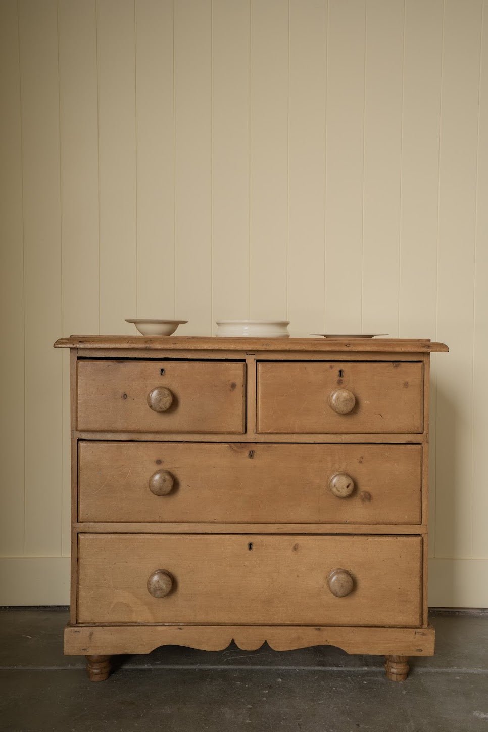 Antique 2-over-2 Chest of Drawers Scalloped Bottom - IDYLL MANOR