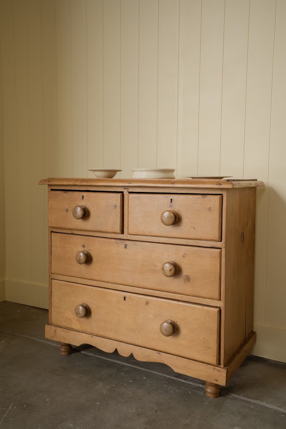 Antique 2-over-2 Chest of Drawers Scalloped Bottom - IDYLL MANOR