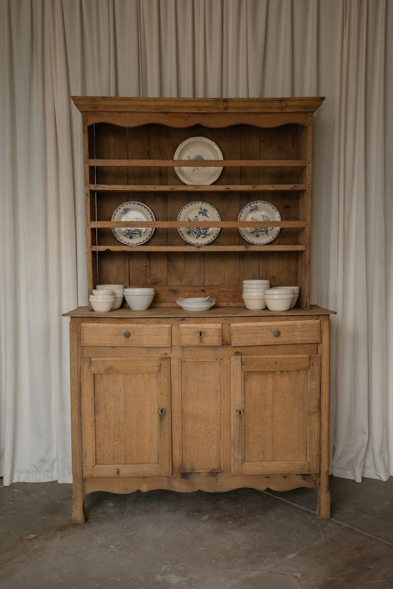 French Kitchen Hutch | Pine Dresser Cabinet with Open Shelving - IDYLL MANOR