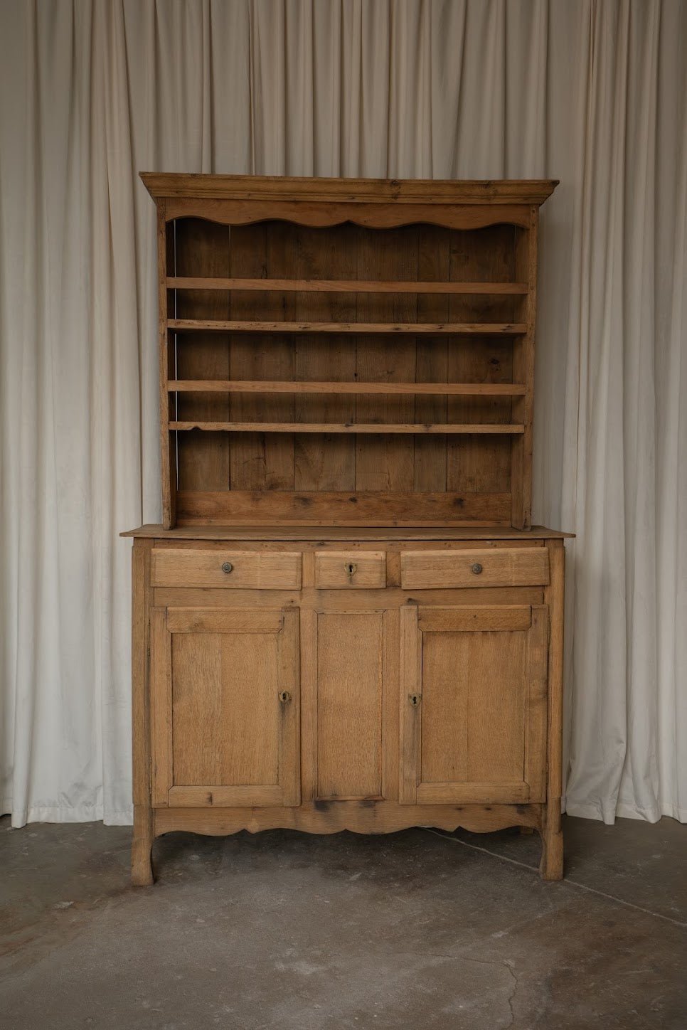French Kitchen Hutch | Pine Dresser Cabinet with Open Shelving - IDYLL MANOR