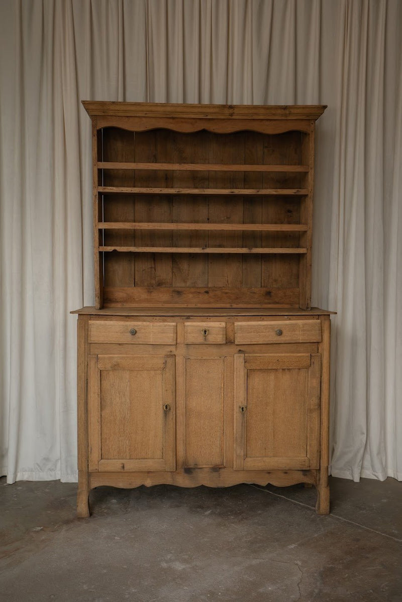 French Kitchen Hutch | Pine Dresser Cabinet with Open Shelving - IDYLL MANOR