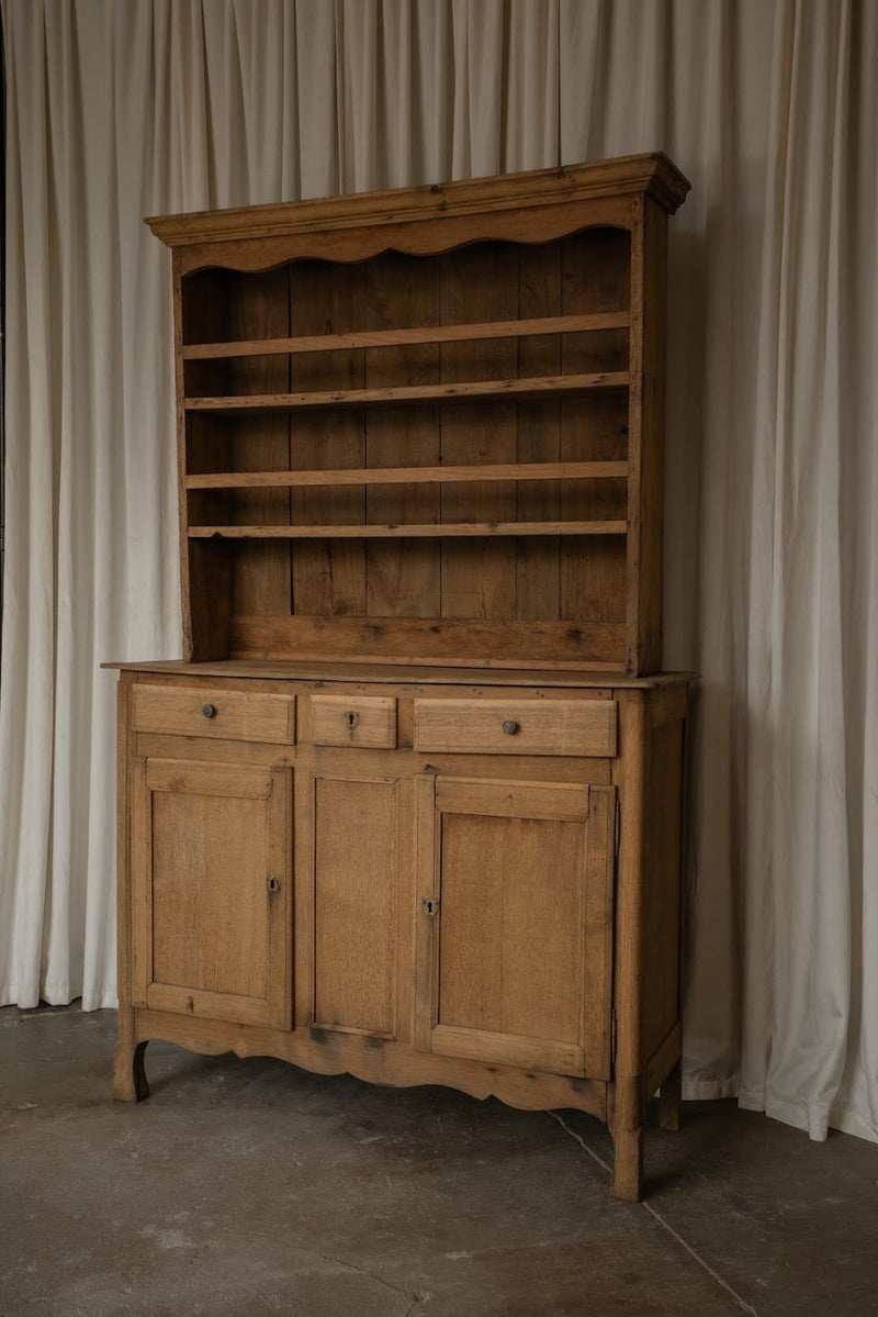 French Kitchen Hutch | Pine Dresser Cabinet with Open Shelving - IDYLL MANOR