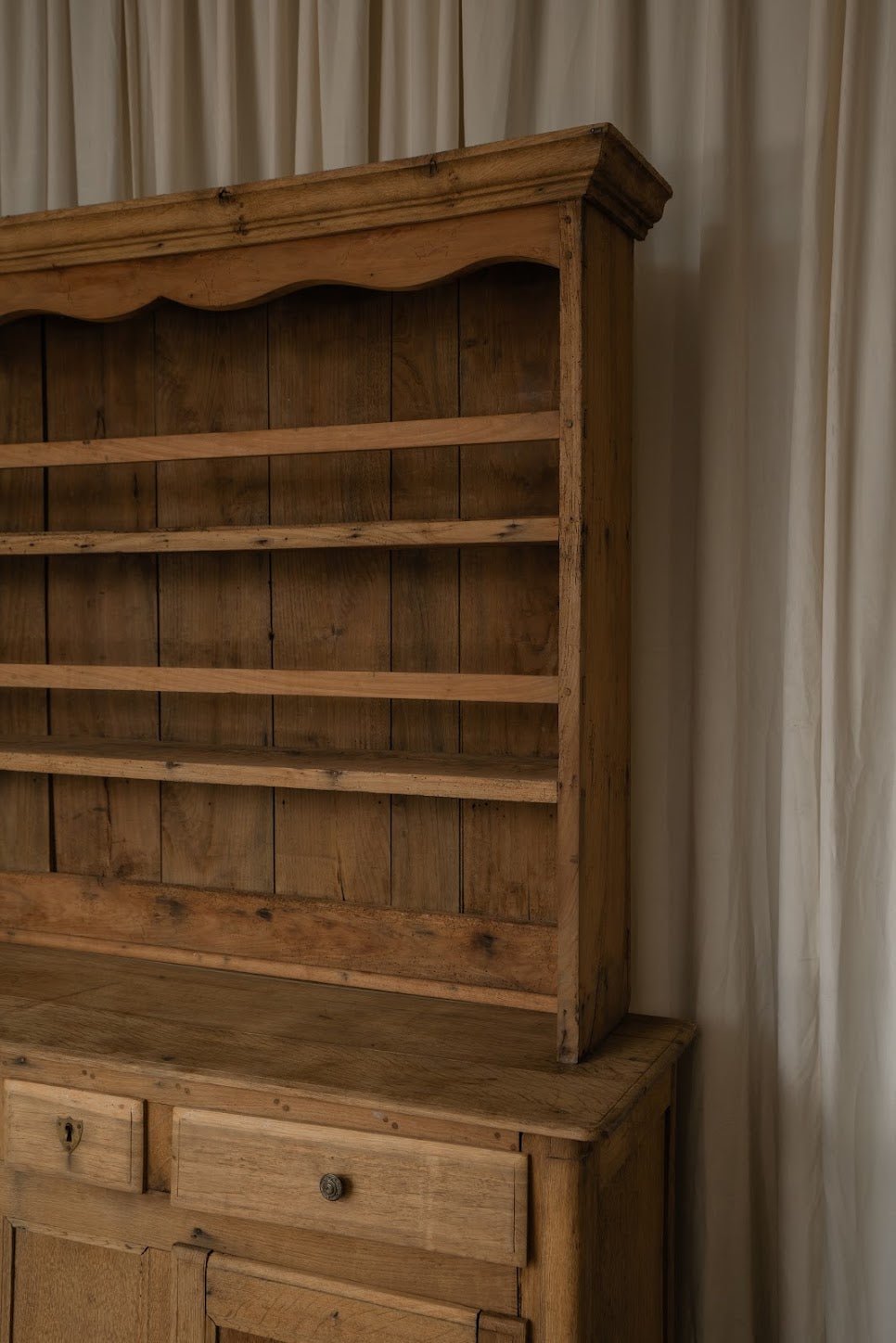 French Kitchen Hutch | Pine Dresser Cabinet with Open Shelving - IDYLL MANOR