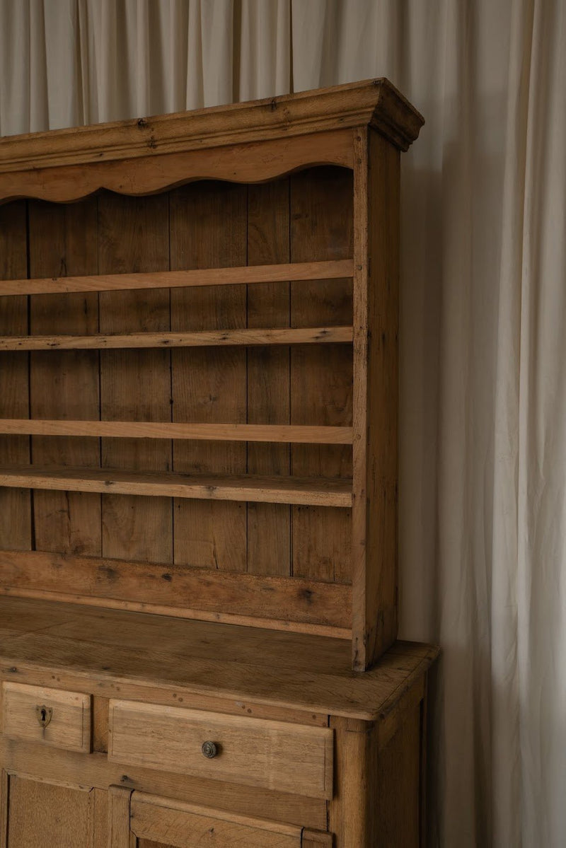 French Kitchen Hutch | Pine Dresser Cabinet with Open Shelving - IDYLL MANOR